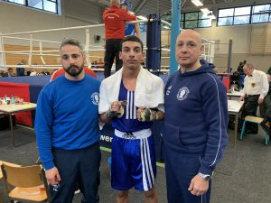 Landesmeisterschaft NRW 2019 Esat Kösemihaloglu, Vize Landesmeister NRW Aleks Georgiev und Coach Raul Fernández